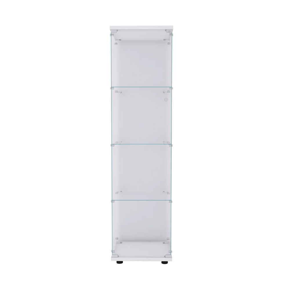 4-Shelf Glass Display Cabinet with Glass Doors,Floor Standing Curio Bookshelf Collection Display Case for Living Room Bedroom