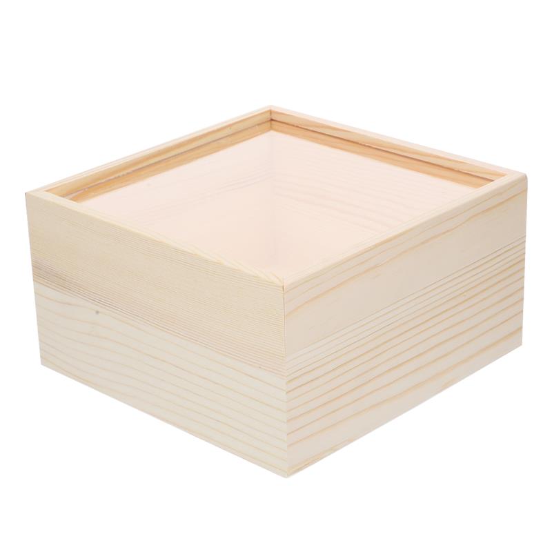 Unfinished Wooden Storage Box With Slide Top Treasure Chest Jewelry Boxes Keepsake Gift Packing Box Home Decoration