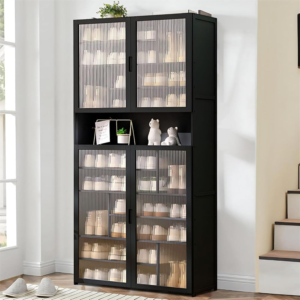 11 Tier Bamboo Shoe Storage Cabinet with Doors, 40-45 Pairs Free Standing Shoe Racks for Closet, Entryway Shoes Rack Organizer f