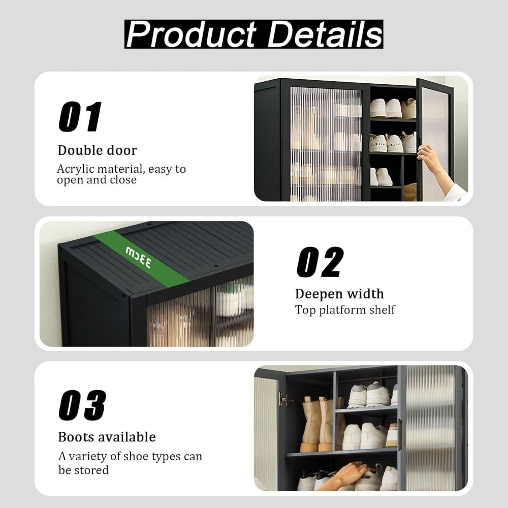 11 Tier Bamboo Shoe Storage Cabinet with Doors, 40-45 Pairs Free Standing Shoe Racks for Closet, Entryway Shoes Rack Organizer f
