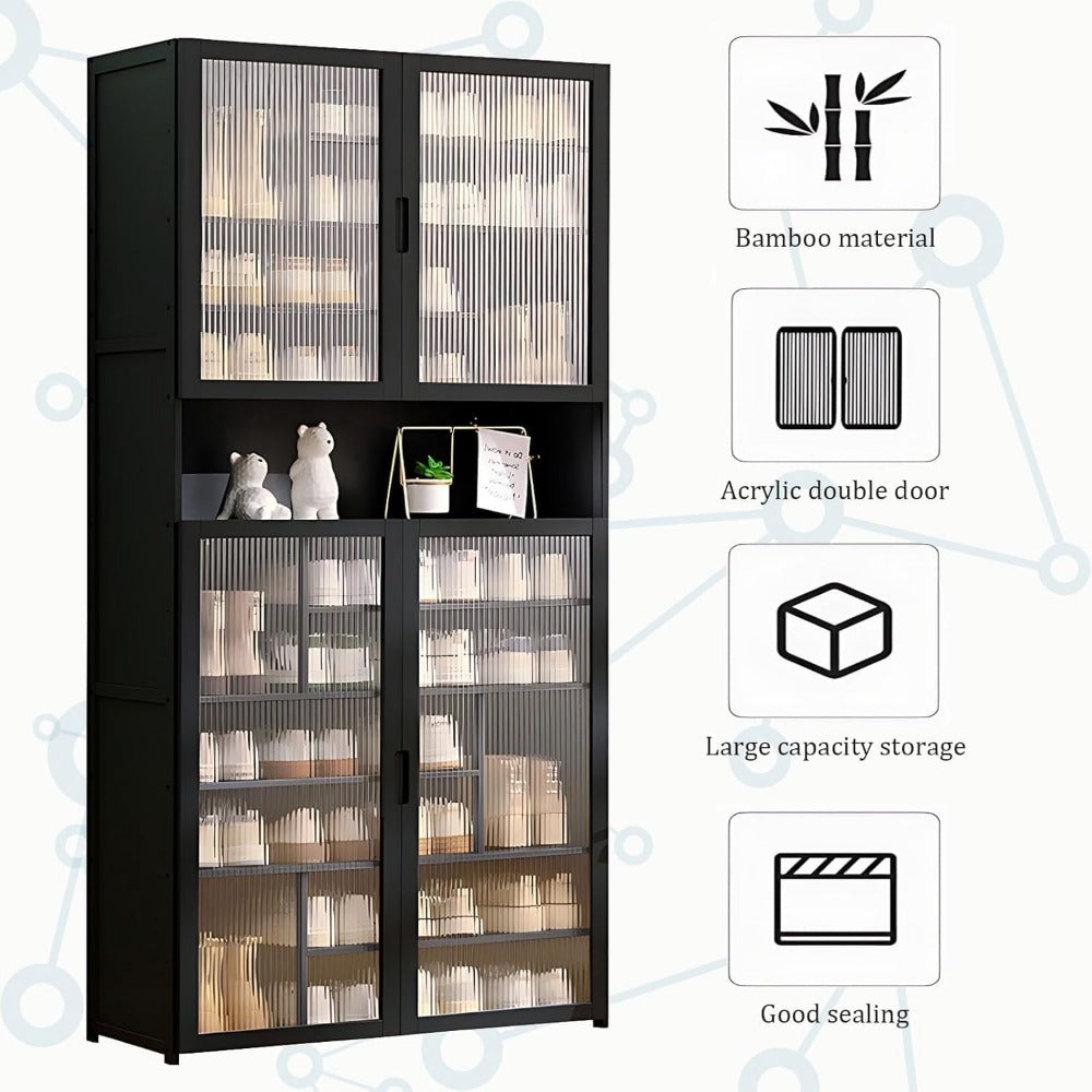 11 Tier Bamboo Shoe Storage Cabinet with Doors, 40-45 Pairs Free Standing Shoe Racks for Closet, Entryway Shoes Rack Organizer f