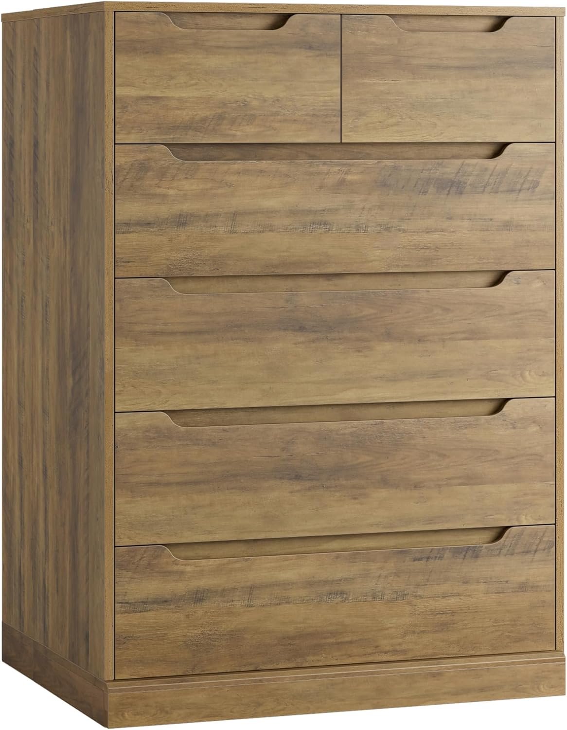Modern 6 Drawer Dresser for Bedroom, Tall Chest of Drawers with Storage, Large Wood Storage Chest Organizers with Cut-Ou