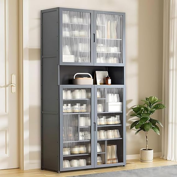 11 Tier Bamboo Shoe Storage Cabinet with Doors, 40-45 Pairs Free Standing Shoe Racks for Closet, Entryway Shoes Rack Organizer f