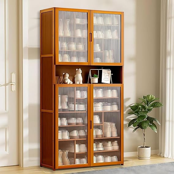 11 Tier Bamboo Shoe Storage Cabinet with Doors, 40-45 Pairs Free Standing Shoe Racks for Closet, Entryway Shoes Rack Organizer f