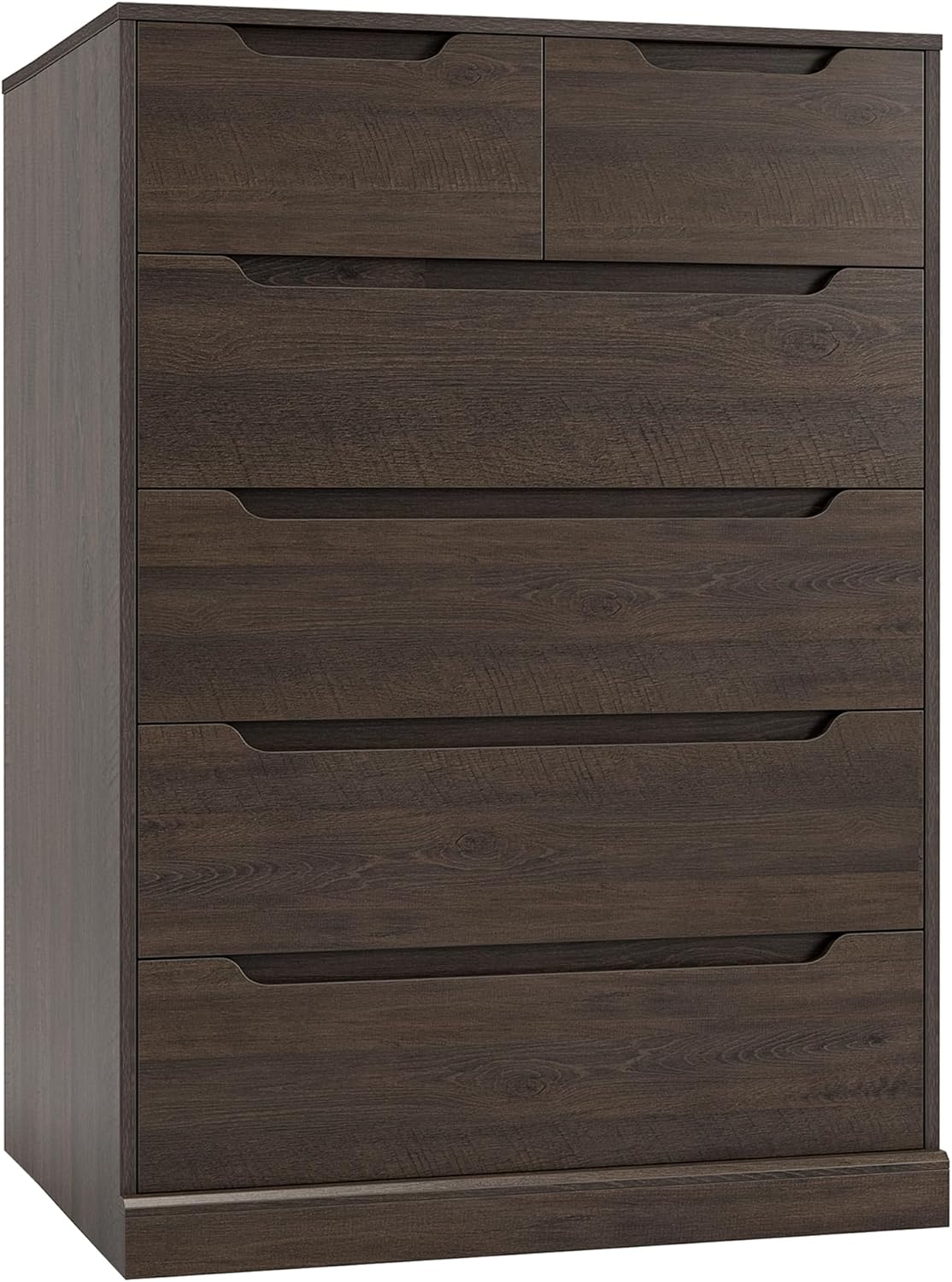 Modern 6 Drawer Dresser for Bedroom, Tall Chest of Drawers with Storage, Large Wood Storage Chest Organizers with Cut-Ou