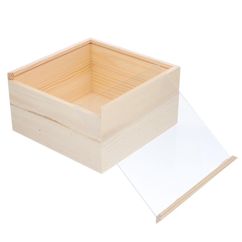 Unfinished Wooden Storage Box With Slide Top Treasure Chest Jewelry Boxes Keepsake Gift Packing Box Home Decoration