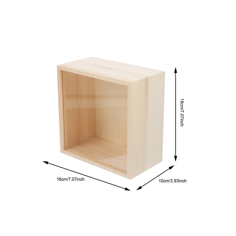 Unfinished Wooden Storage Box With Slide Top Treasure Chest Jewelry Boxes Keepsake Gift Packing Box Home Decoration